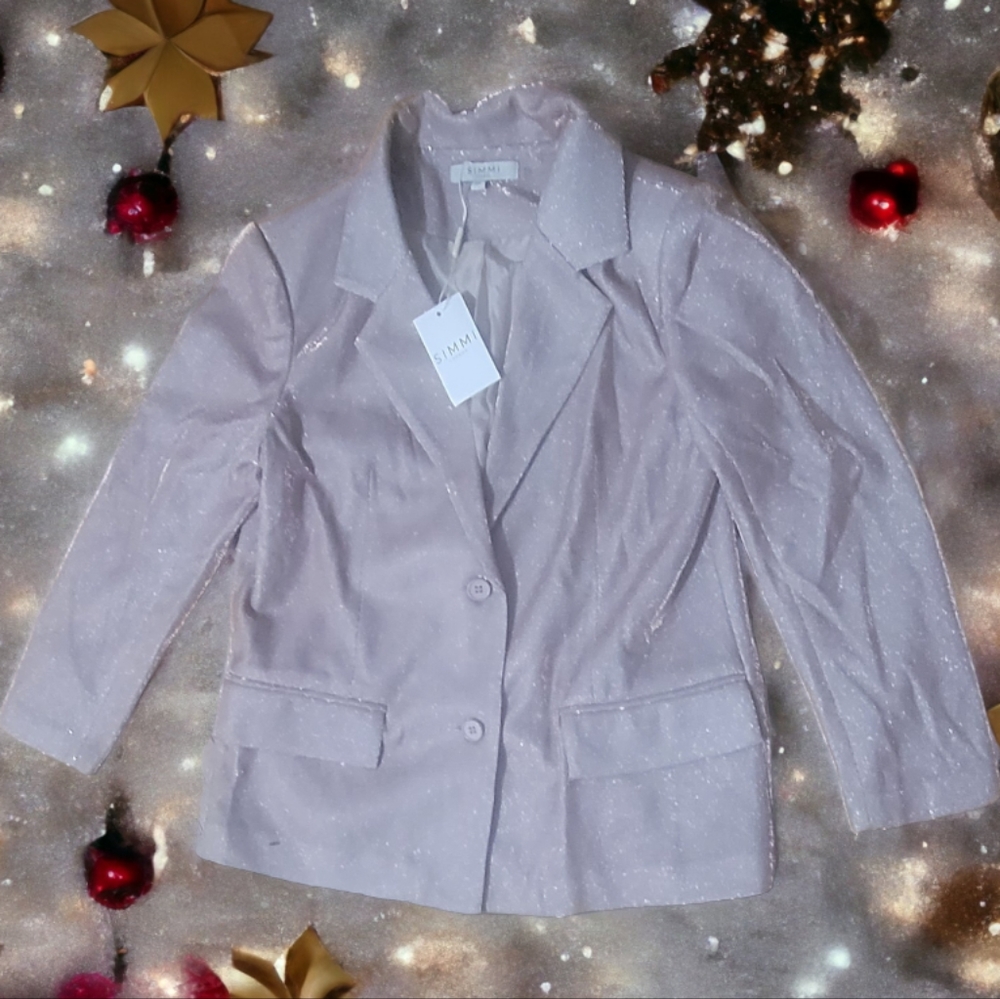 Gold Iridescent Glitter Blazer Petite Holiday New Year's Party